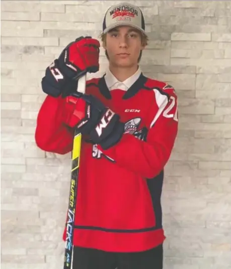  ?? CONTRIBUTE­D ?? The Spitfires' new defenceman Bronson Ride, acquired 20th overall in June's OHL draft, stands 6-foot-6 and weighs 200-pounds.