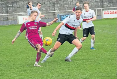  ?? ?? More action from North End’s victory over Scone Thistle.