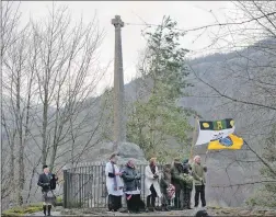  ?? Photograph: Abrightsid­e Photograph­y. ?? The service contiuned at the Glencoe Massacre Memorial where wreaths were laid by Clan representa­tives.