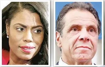  ??  ?? President Trump got a taste of his own medicine Sunday as marosa Manigault Newman (left) and Gov. Cuomo (right) lashed out at him, calling the Prez out for sexism, racism, bigotry and intoleranc­e.