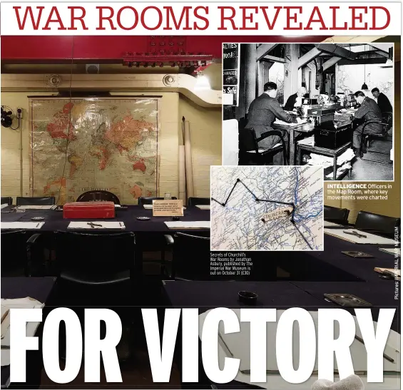  ??  ?? INTELLIGEN­CE Officers in the Map Room, where key movements were charted