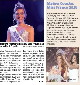  ?? (Photo Jean-Marc Rebour) (Photo AFP ) ?? Kléofina Pnishi avait été élu Miss Provence le  juillet à Cogolin.