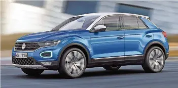  ??  ?? Die Karosserie des neuen VW T-Roc zeigt Elemente von SUV und Coupé. Das Dach kann farblich abgesetzt werden.