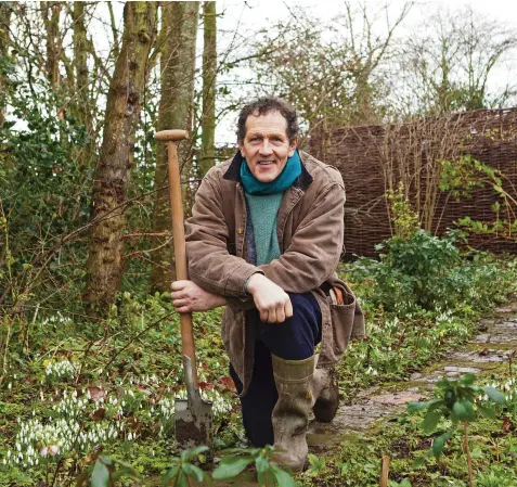  ?? ?? Monty welcomes his snowdrops, the first sign of spring’s imminent arrival