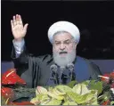  ?? Ebrahim Noroozi ?? The Associated Press Iranian President Hassan Rouhani delivers a speech Sunday in Tehran, Iran, during a rally marking the anniversar­y of the 1979 Islamic Revolution.