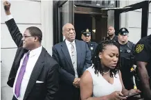  ?? MATT ROURKE / THE ASSOCIATED PRESS ?? Bill Cosby listens as a statement from his wife Camille is read aloud by Ebonee M. Benson outside the courthouse in Norristown, Pa., on Saturday.