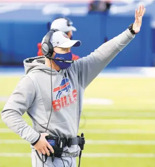  ?? JEFFREY BARNES/ASSOCIATED PRESS ?? Buffalo Bills coach Sean McDermott was an All-Yankee Conference safety for William & Mary in 1997. With a win tonight against Baltimore, the Bills will be in the AFC championsh­ip game for the first time since the 1993 season.