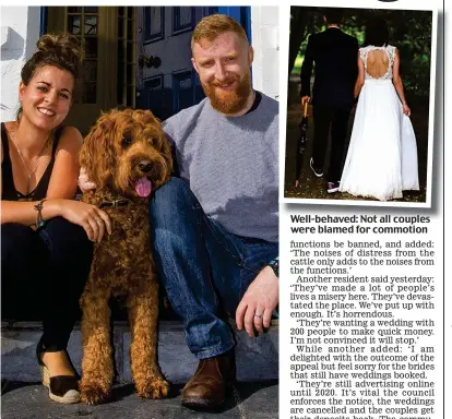 ??  ?? Unpopular: Owners Ruth and Ian Macallan with dog Hugo Well-behaved: Not all couples were blamed for commotion