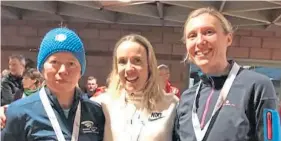  ??  ?? Dundee Hawkhill Harriers were successful at the Masters CrossCount­ry in Hawick. Steve Cromar won gold, Carol Parsons won bronze and there was also a gold for the women’s team of, from left, Diane Placentino, Carol Parsons and Jennifer Learmonth.