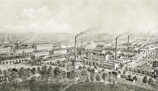  ?? Smíchovská továrna od severozápa­du, 1899 FOTO ARCHIV AUTORA ?? Ringhoffer­ova