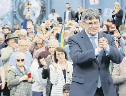  ?? Nico Tomás / ACN ?? Carles Puigdemont, ayer en la presentaci­ón de las candidatur­as de Junts per Catalunya