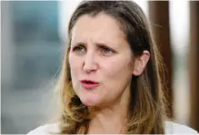  ?? SEAN KILPATRICK, CP ?? Foreign Affairs Minister Chrystia Freeland: “The G7 is united in condemning this Russian aggression.”