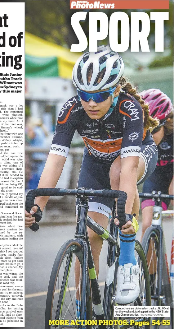  ??  ?? Competitor­s are pictured on track at No.1 Oval on the weekend, taking part in the NSW State Age Championsh­ips. PHOTO: MEL POCKNALL