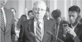  ?? J. SCOTT APPLEWHITE/AP ?? Senate Majority Leader Mitch McConnell delayed the chamber’s August recess for two weeks so the GOP could work on its health care plan, among other things.