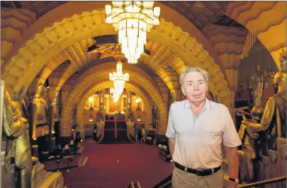  ?? AP PHOTO ?? Andrew Lloyd Webber poses for a photo during an interview at Hollywood Pantages Theatre in Los Angeles Thursday, May. 3, 2018. The Oscar and Tony winning composer was in town for the Los Angeles premiere of his hit musical, “School of Rock The Musical.”