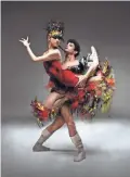  ?? TIM FULLER ?? Ballet Arizona dancers Mimi Tompkins and Helio Lima in a photo illustrati­on for “The Firebird” using costume sketches by Fabio Toblini.