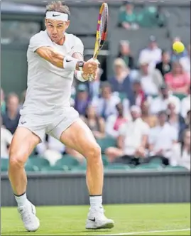  ?? AP ?? Rafael Nadal in action against Argentina's Francisco Cerundolo at Wimbledon on Tuesday.