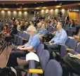  ?? GARY REYES/ STAFF ?? The audience listens to testimony Thursday during a meeting of the California HighSpeed Rail Authority.