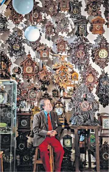  ?? ?? Roman Piekarski, who winds all 750 of the cuckoo clocks, is looking for an heir to take over the Cuckooland Museum in Cheshire