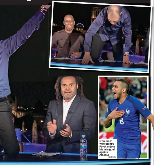  ?? REUTERS ?? Iron man: West Ham’s Payet enjoys his late goal against Albania