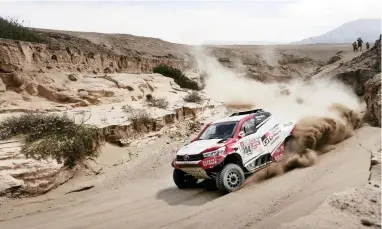  ?? PICTURE: EPA-EFE ?? DUNE CHALLENGE: South African Giniel de Villiers competes in Stage 4 of the 2018 Dakar rally in San Juan de Marcona, Peru, on Tuesday. A stretch of up to 100km of dunes, one of the longest in Dakar history, was the main challenge facing the rally...