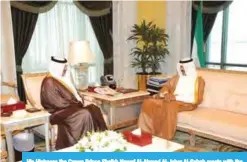  ??  ?? His Highness the Crown Prince Sheikh Nawaf Al-Ahmad Al-Jaber Al-Sabah meets with the newly-appointed Ambassador of Saudi Arabia Sultan Bin Saad Bin Khaled Al Saud.