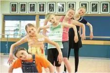  ??  ?? Learning the choreograp­hy are (from left) Clare Todd, Hannah Pocknee, Darcy Maegher, Ashlee Geoghegan and Eryn Stewart.