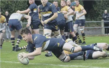  ?? ?? NO MERCY: Old Crossleyan­s were in sensationa­l form when they cruised to a 71-22 victory over Goole last weekend. Pictures: Bruce Fitzgerald.