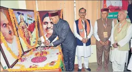  ?? BIRBAL SHARMA/HT ?? ■ (LR) Himachal CM Jai Ram Thakur, state BJP chief Satpal Singh ‘Satti’, former chief ministers, PK Dhumal and Shanta Kumar, during the party core group meeting in Mandi on Monday.