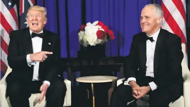  ?? Picture / AP ?? Donald Trump and Malcolm Turnbull share a joke for the cameras.