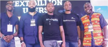  ??  ?? Head of Marketing, West Africa, HMD Global, Olumide Balogun (left); Chief Marketing Officer, Renmoney, Apekhade Idogho; CEO, Techpoint Africa, Adewale Yusuf; founder, Leti Arts, Eyram Tawiau, and Executive Director, Commercial Banking, Union Bank, Adekunle Sonola, at the Techpoint Build 2019 supported by HMD Global in Lagos.
