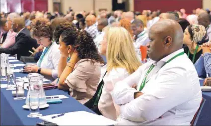  ??  ?? Delegates listening to the opening address at the IRFA’s annual conference, which took place at the Inkosi Albert Luthuli Convention Centre in Durban. Photo: Val Adamson
