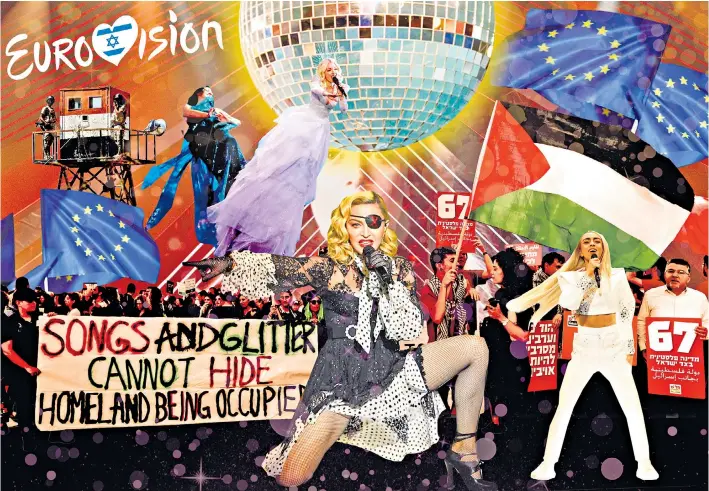  ??  ?? Sour note: protests have marred this year’s Eurovision, while Madonna has been pressured to cancel her guest performanc­e; France’s Bilal Hassani is a favourite to win