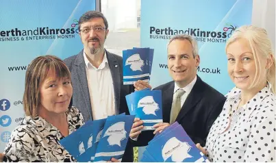  ??  ?? Lynne McCabe, Business Gateway, Corrado Mella, Federation of Small Businesses, Alan Graham, business developmen­t team leader, Perth and Kinross Council, and Vicki Unite, chief executive, Perthshire Chamber of Commerce.