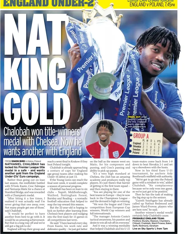  ??  ?? PRIZE GUY After helping Chelsea to the title, Chalobah wants silverware with England kids