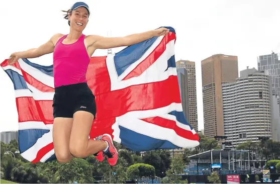  ?? Picture: Getty Images. ?? Flying high: Johanna Konta takes time out from her preparatio­ns in Melbourne yesterday.