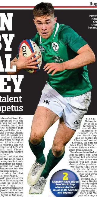  ??  ?? Playmaker: No10 Jack Crowley shone for Ireland U20s