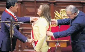  ?? Photos / AP ?? Former vice-president Dina Boluarte was sworn in as president.