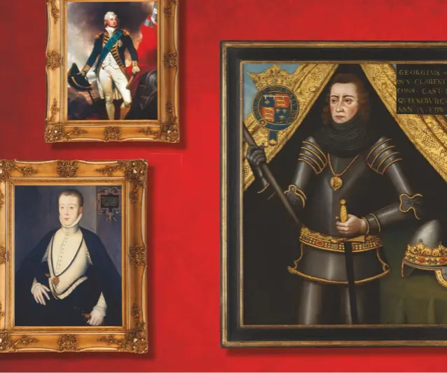  ??  ?? From left to right: Henry Stuart, Lord Darnley, Duke of Albany; Prince William (later King), the only Duke of Clarence and St Andrews; George Plantagene­t, 1st Duke of Clarence; Prince Henry, Duke of Cumberland and Strathearn