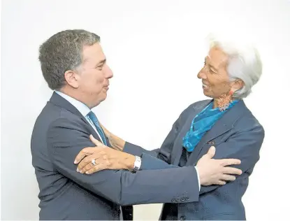  ?? Archivo ?? Christine Lagarde, directora del FMI, en un reciente encuentro con el ministro Dujovne