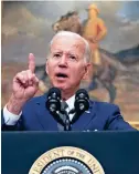  ?? TOM BRENNER/NEW YORK TIMES ?? President Joe Biden criticizes the Supreme Court decision to overturn Roe v. Wade before signing an executive order Friday on abortion.