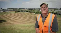  ?? PHOTO: GRANT MATTHEW/STUFF ?? New Plymouth Golf Club assistant greenkeepe­r Dave Wright on the green which is a little less green than usual .