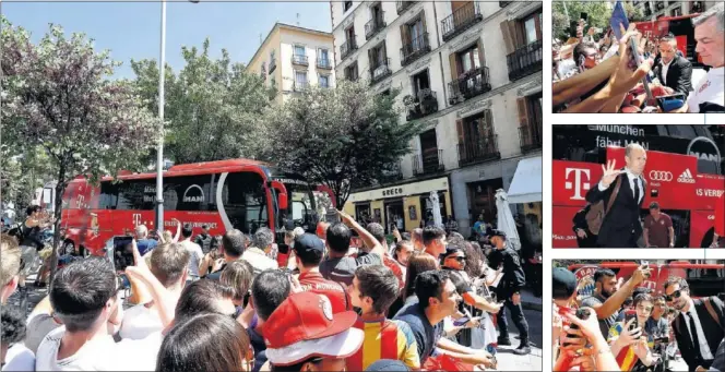  ??  ?? LLEGABA DEL BAYERN. El campeón alemán llegó ayer en Madrid, a las 12:00 horas, y se alojó en el céntrico hotel Gran Meliá Palacio de los Duques.