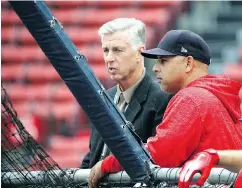  ?? ELISE AMENDOLA / THE ASSOCIATED PRESS ?? Boston Red Sox president Dave Dombrowski, left, and manager Alex Cora are going to the World Series.