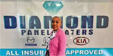  ?? ?? Selinah Mtilene runs Diamond Panelbeate­rs in Mabopane, Pretoria.