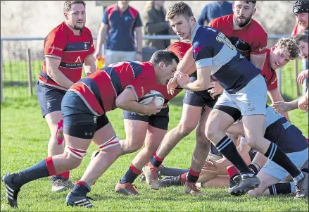  ?? Picture: Michael Curtin ?? Phil Wilkins scores on his way to a hat-trick for Aylesford Bulls against Old Dunstonian­s