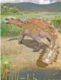  ?? MAURICIO ALVAREZ VIA AP ?? Fossils of the stegorous dinosaur have been found in Chile. Scientists reported Wednesday that the newly identified species had a unique slashing tail.