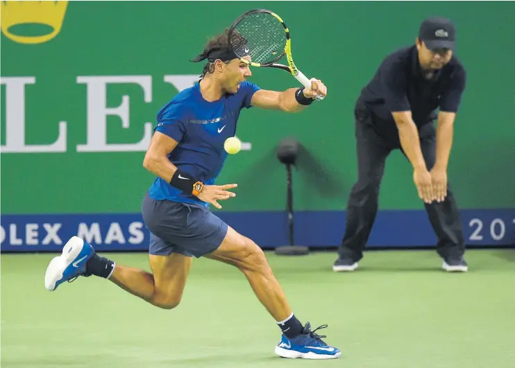  ?? — GETTY IMAGES ?? Spain’s Rafael Nadal recorded a 6-3, 6-1 win over Italy’s Fabio Fognini at the Shanghai Masters tennis tournament Thursday and will face Grigor Dimitrov next.