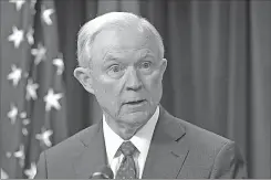  ?? Associated Press ?? Attorney General Jeff Sessions speaks at the U.S. Customs and Border Protection office in Washington in March. Sessions, whose contacts with Russia's ambassador to the U.S. during the presidenti­al campaign has sparked questions, agreed Saturday to...