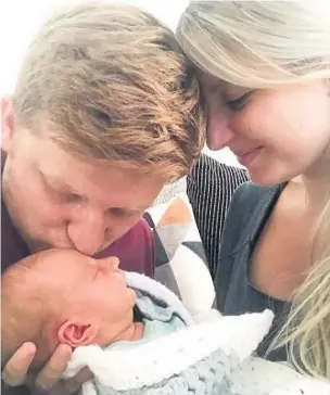 ?? Sam Aston Instagram ?? ●● Sam Aston and his wife Briony announced the early arrival of their son, Sonny James Aston, via social media